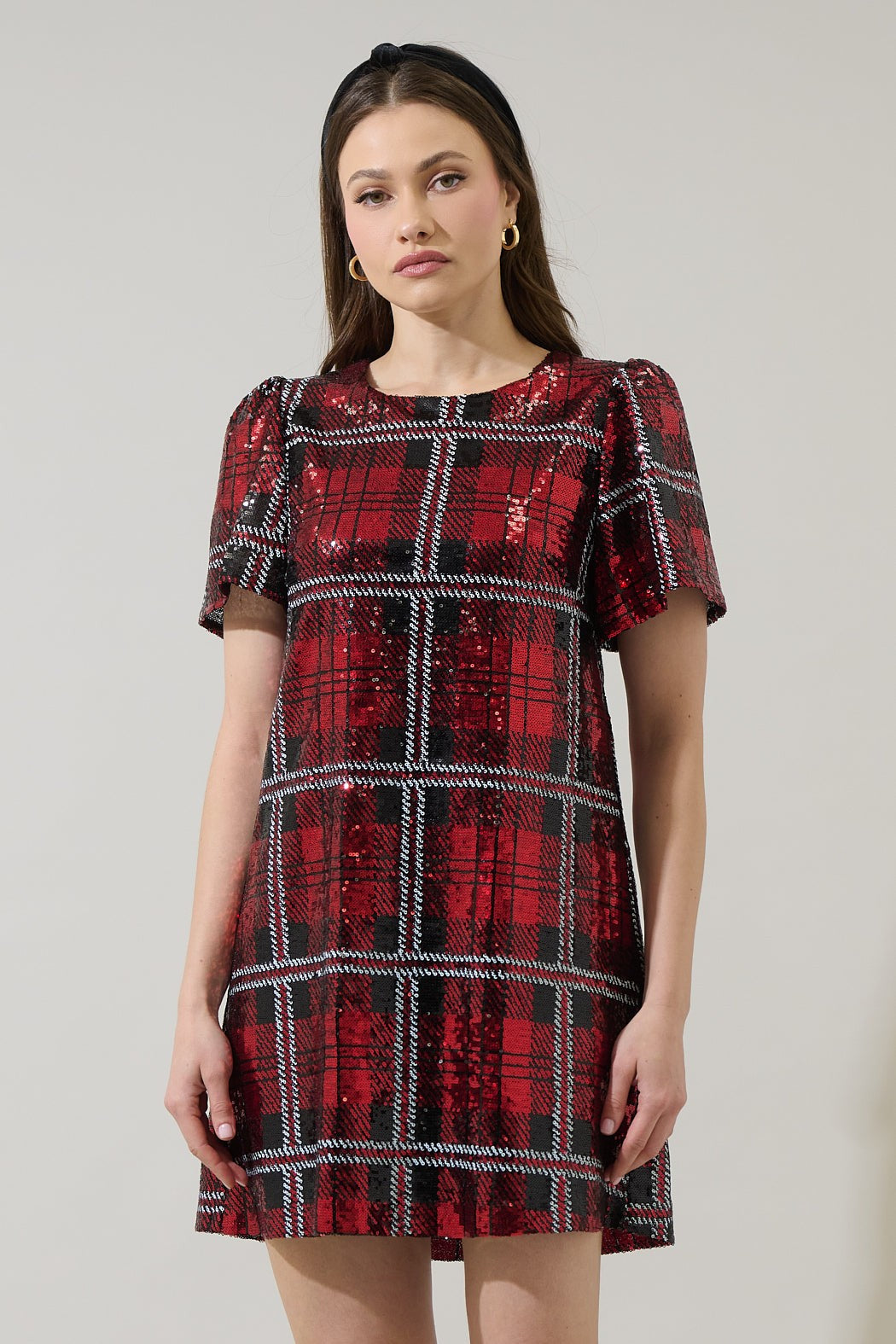 Fedra Sequin Plaid Mini Dress