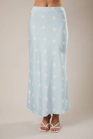 Dotty Satin Midi Skirt