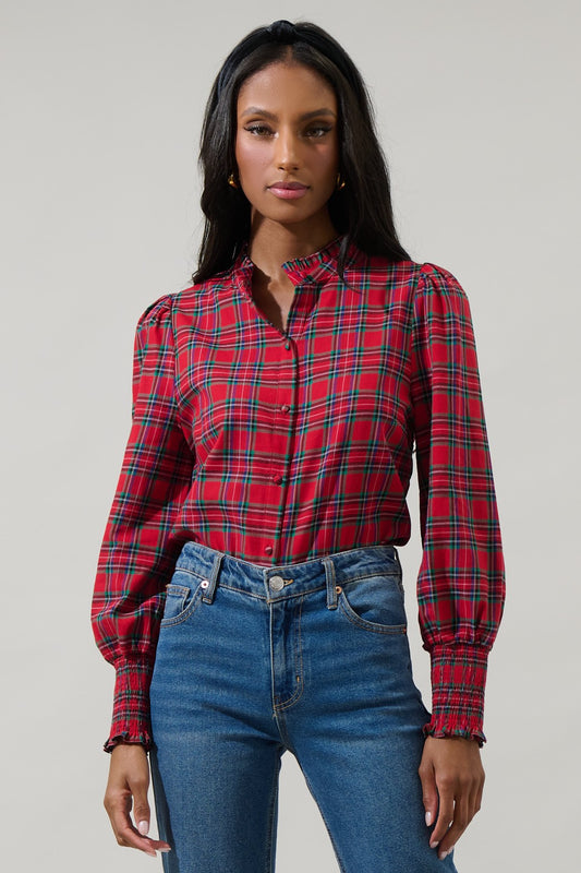 Chapman Plaid Button Down Top