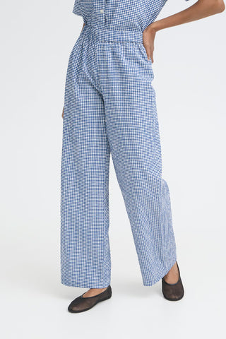 Quinn Navy Gingham Wide Leg Pants