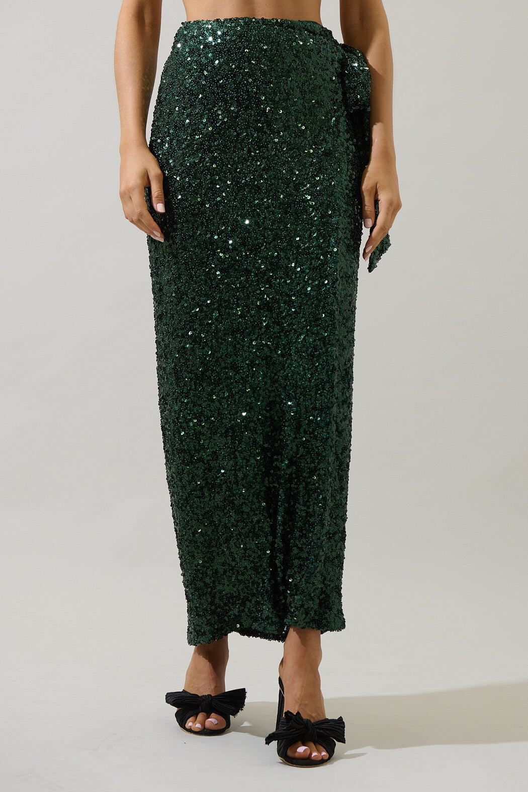 Korina Sequin Wrap Maxi Skirt