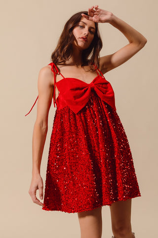 Vicky Velvet Sequin Babydoll Holiday Mini Dress Vicky Velvet Sequin Babydoll Holiday Mini Dress