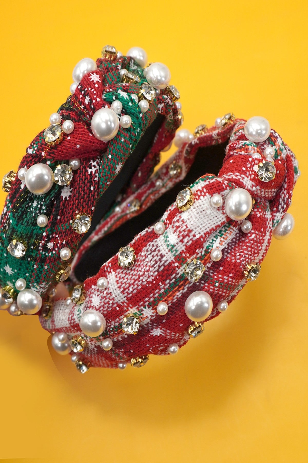 Jolly Plaid Pearl Headband
