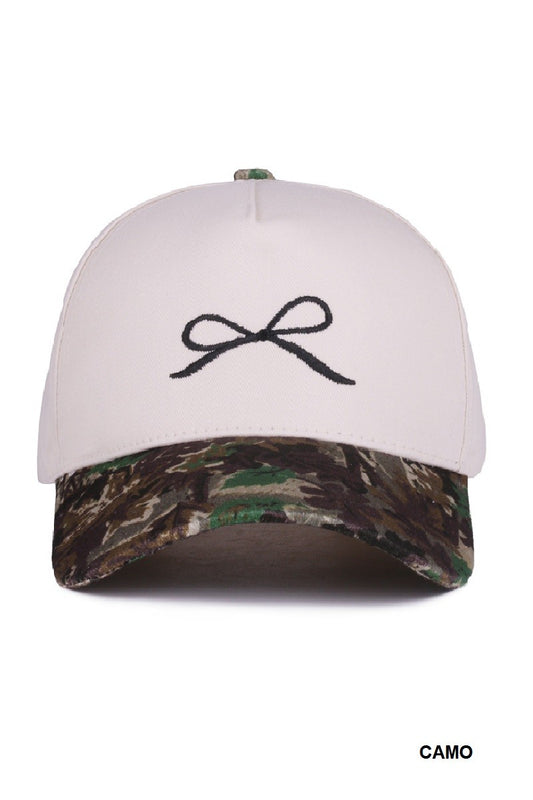 Coquette Camo Bow Two-tone Canvas Cotton Cap