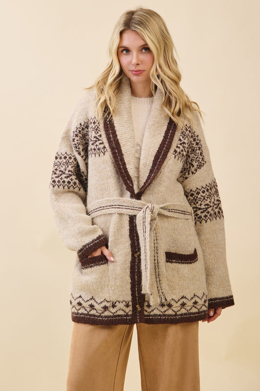 Cabin Fuzzy Knit Belted Cardigan
