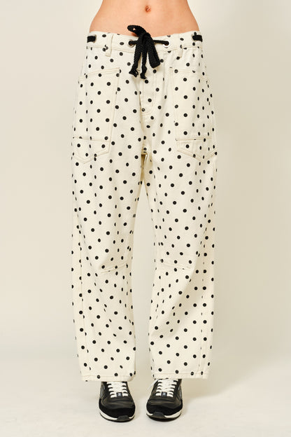 Show Girl Polka Dot Barrel Denim Pants