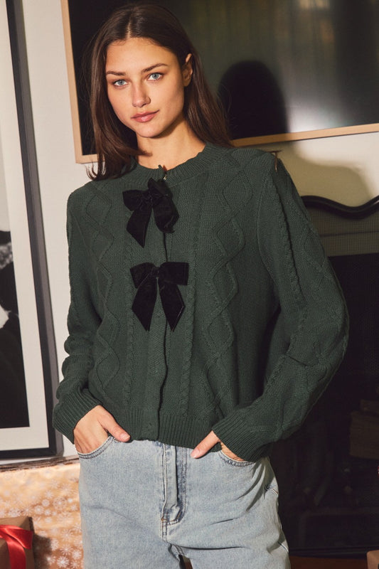 Bailey Cable Knit Crew Neck Cardigan