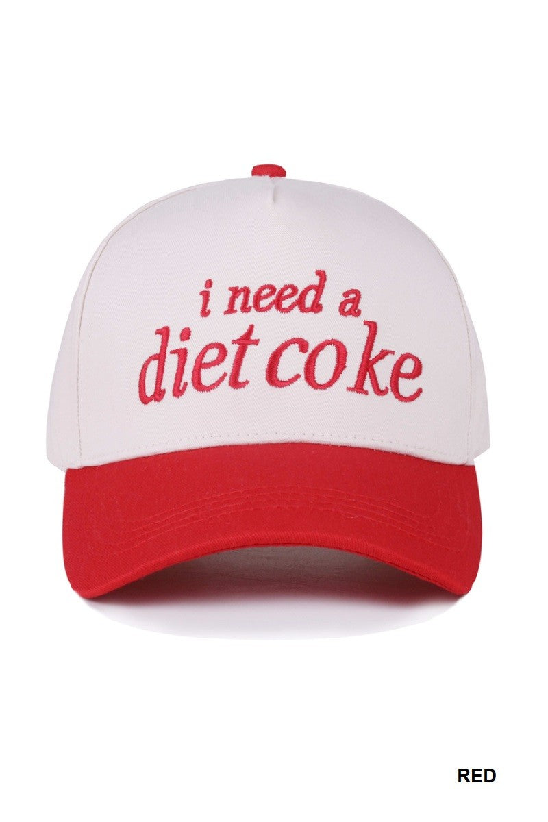 I Need A Diet Coke Two Tone Canvas Cotton Cap