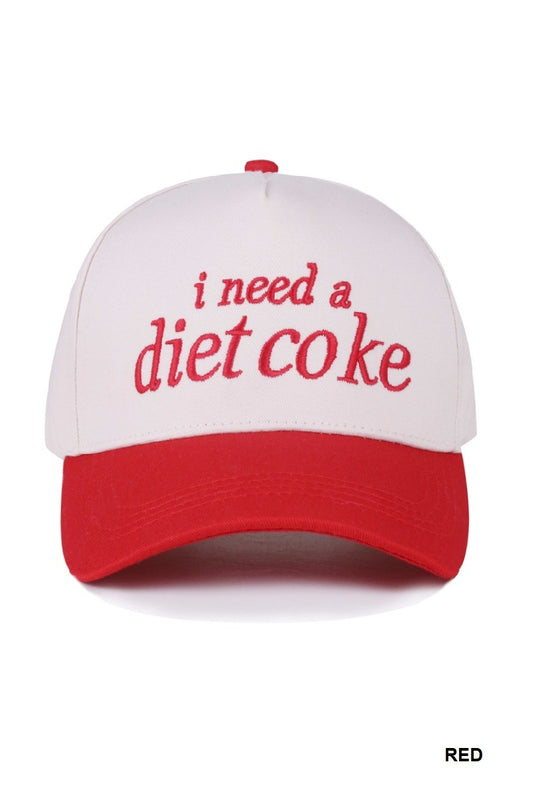 I Need A Diet Coke Two Tone Canvas Cotton Cap