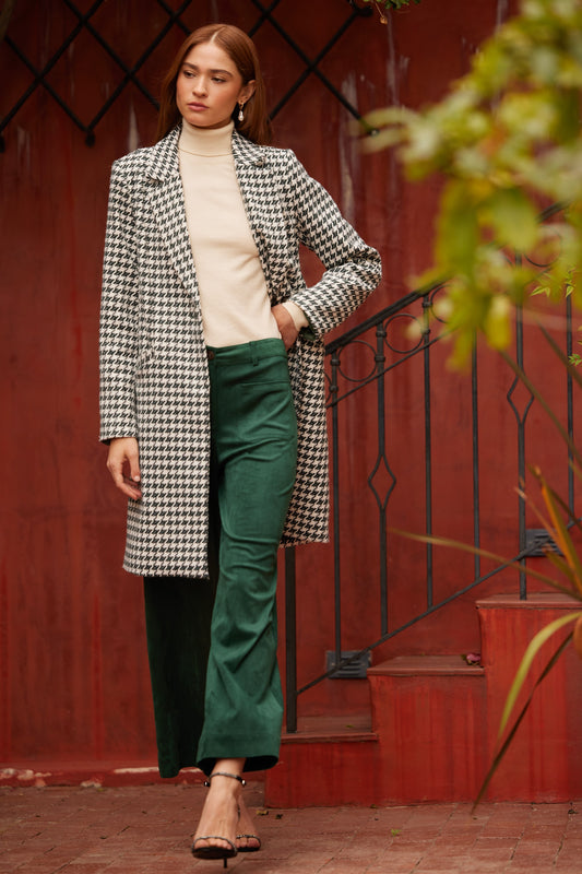 Houndstooth Long Sleeve Coat