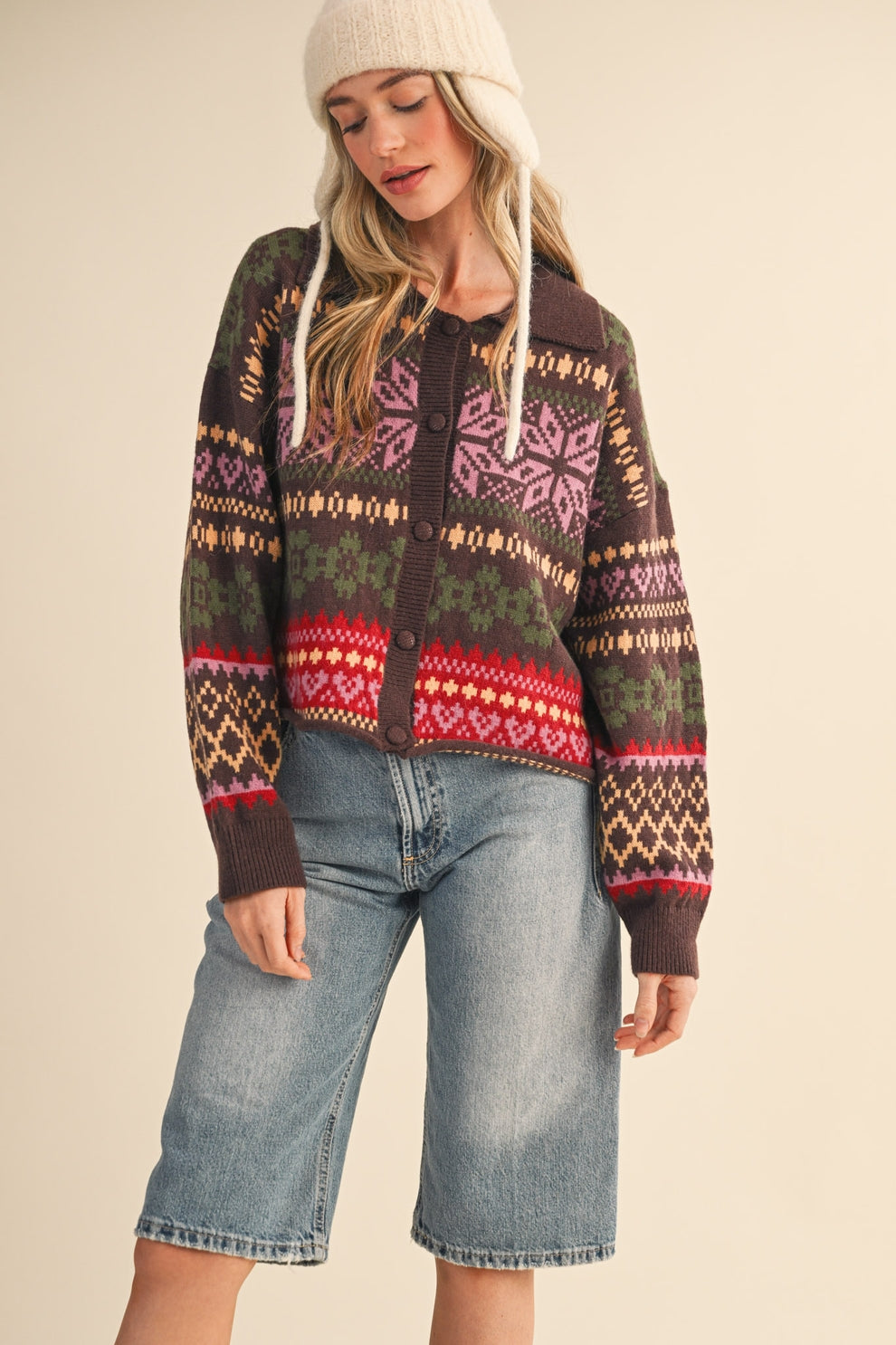 Elaine Fair Isle Sweater Cardigan