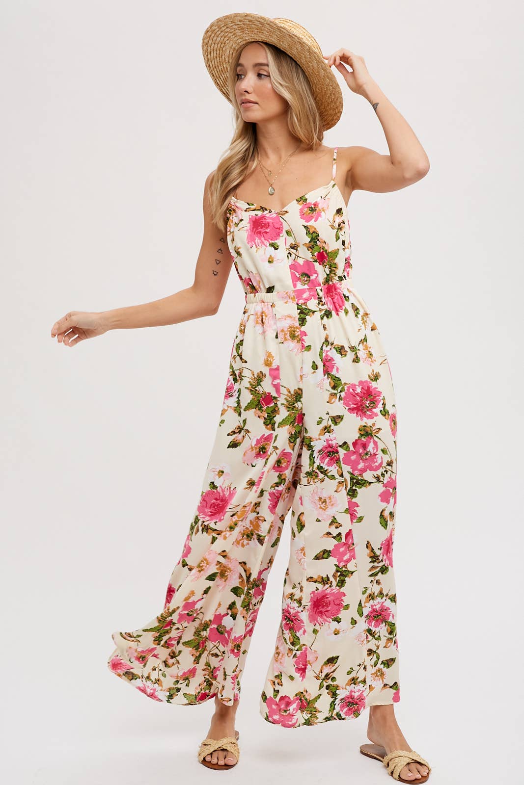 Open Back Floral Jumpsuit