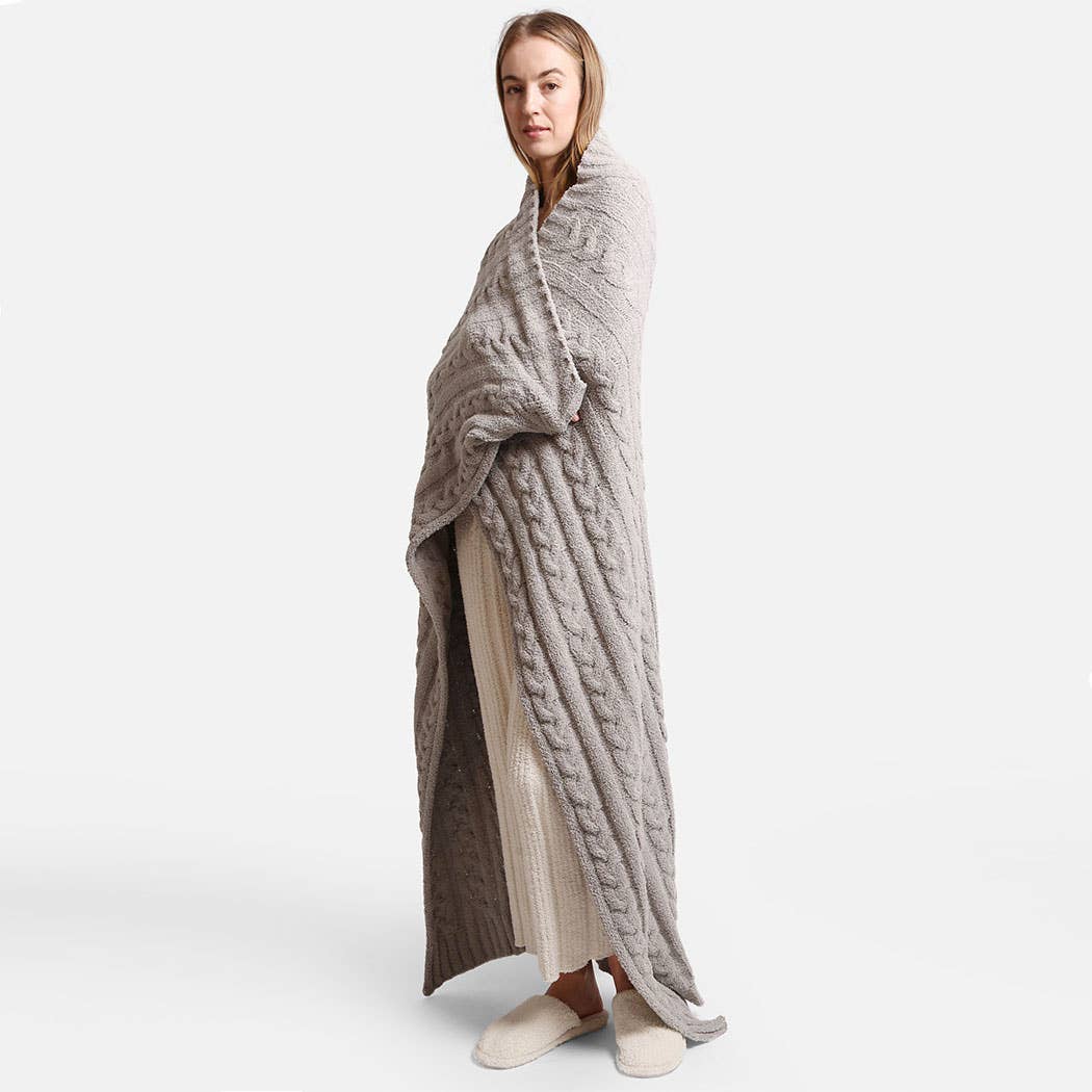 Braided Cable Knit Luxury Soft Throw Blanket