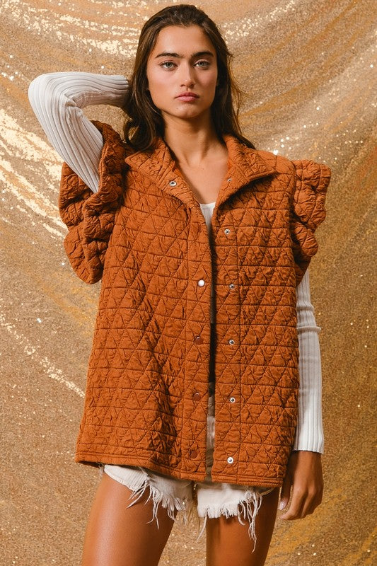 Quilted Ruffle Sleeve Vest