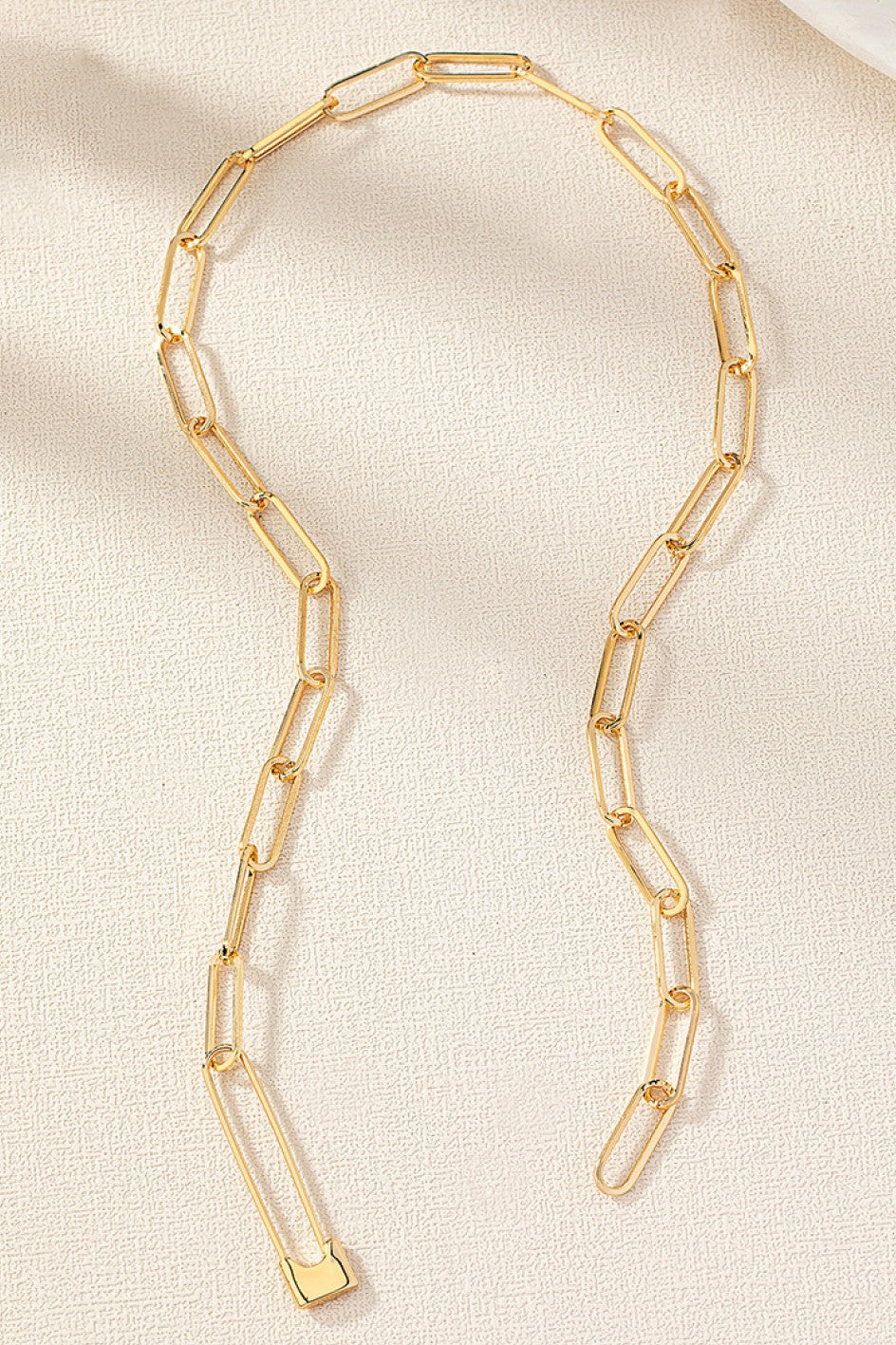 18K Chain Link Safety Pin Necklace