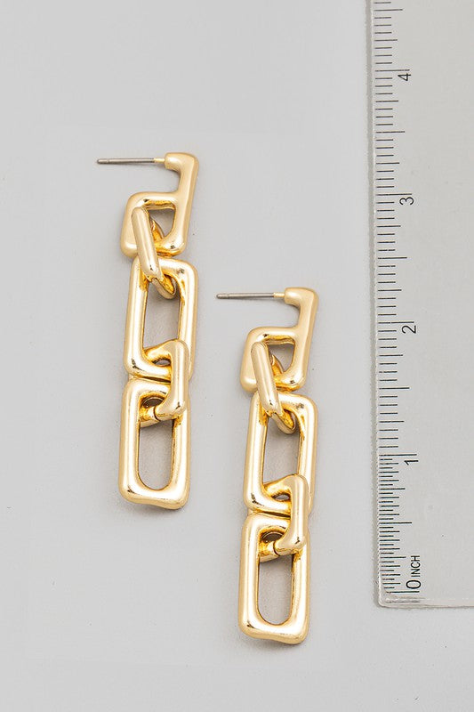 Rectangle Chain Link Dangle Earrings