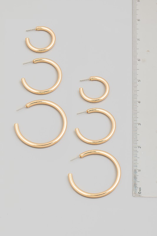 Three Pair Hoop Earrings Set