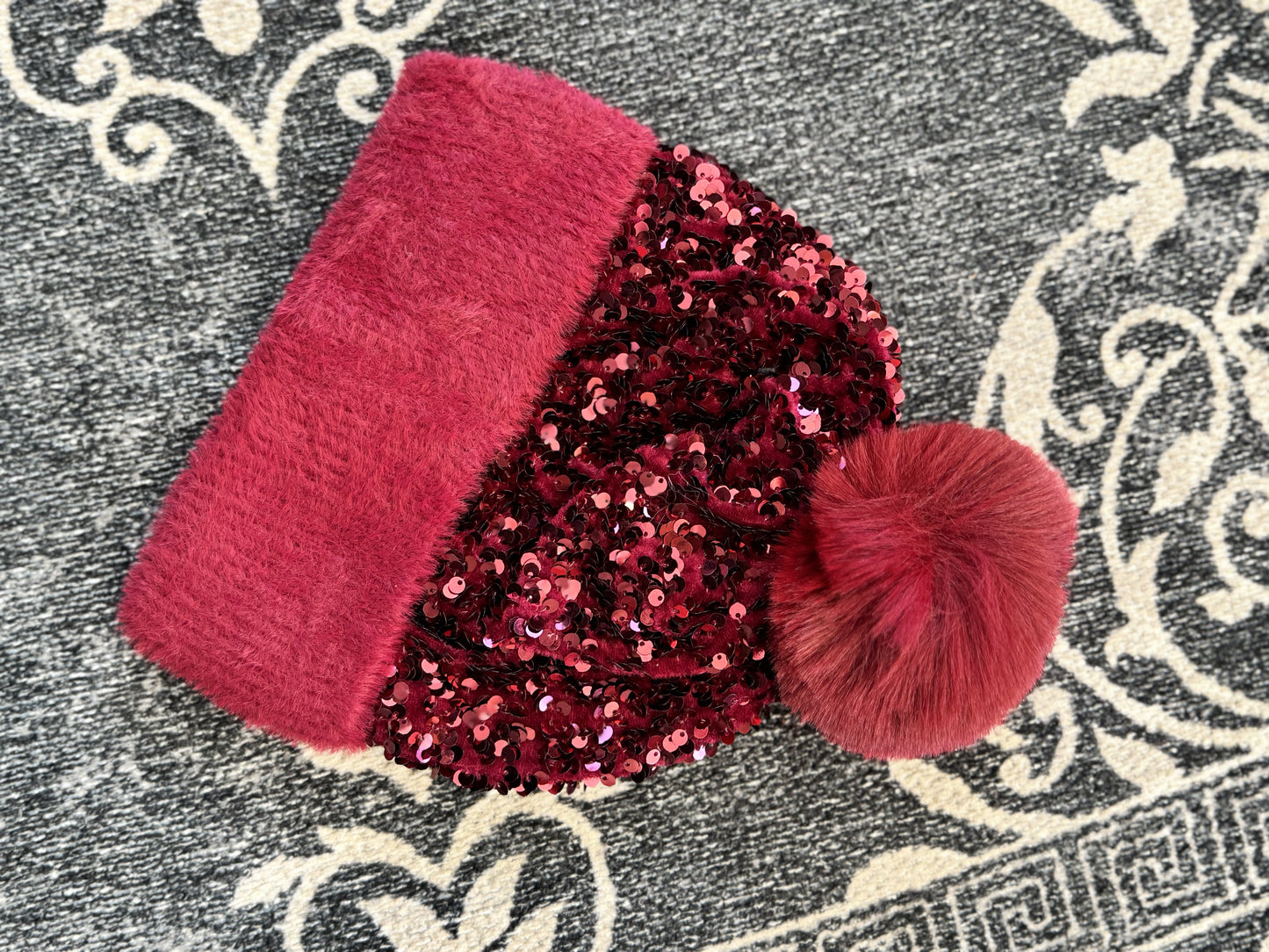 Sequin Festive Beanie w/ Pom Pom