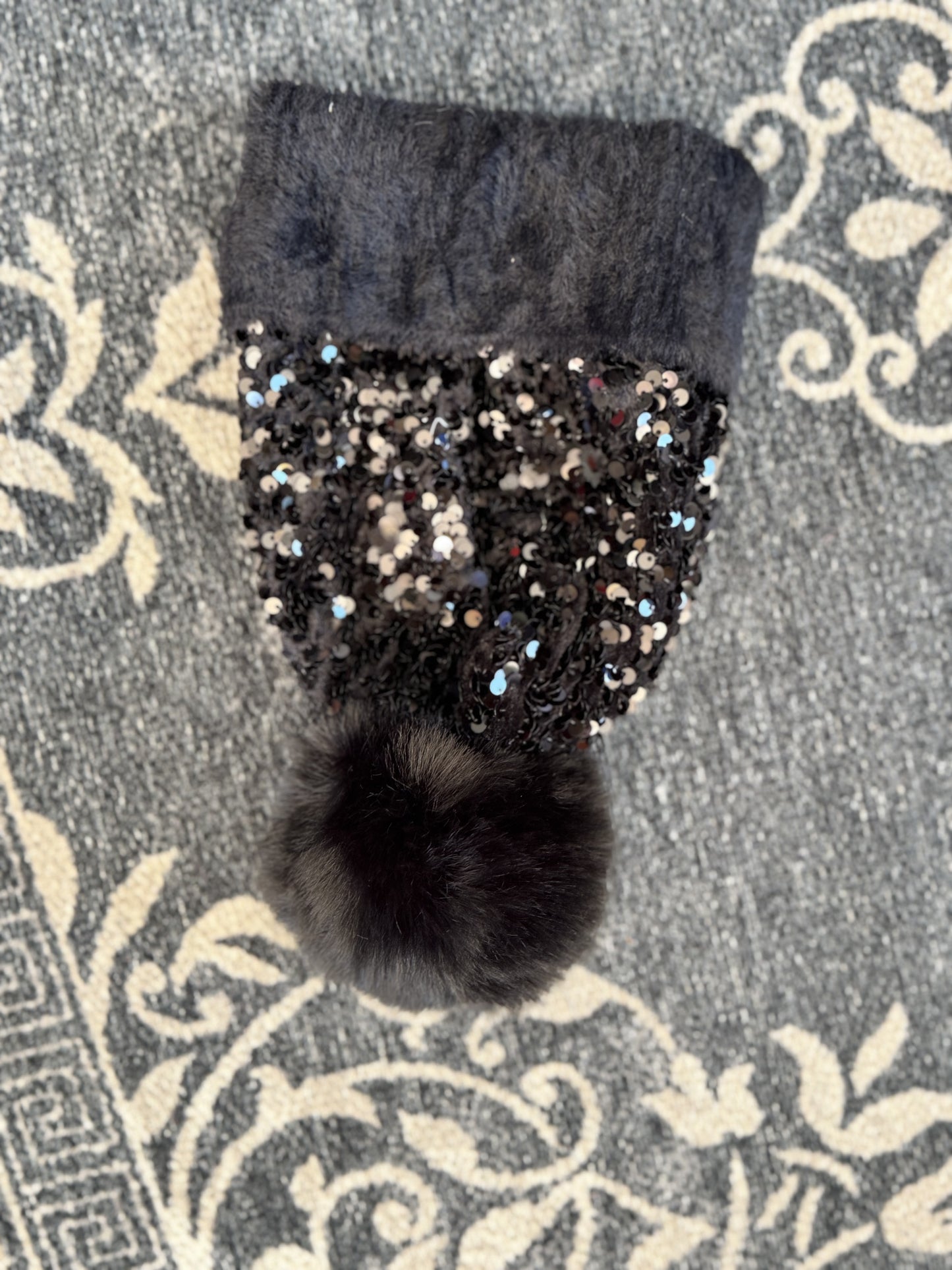 Sequin Festive Beanie w/ Pom Pom