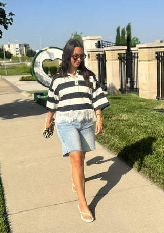 Wide Leg Retro Bermuda Denim Shorts
