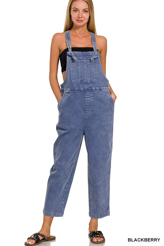 Washed Knot Strap Overalls