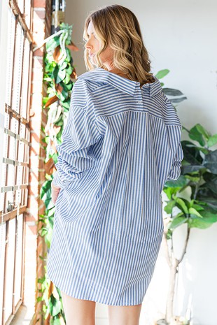 Striped Button Down Back Button Collar