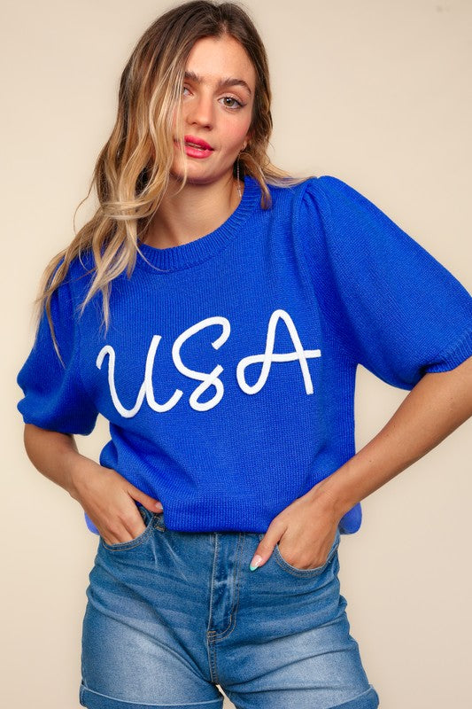 USA Letter Knit top