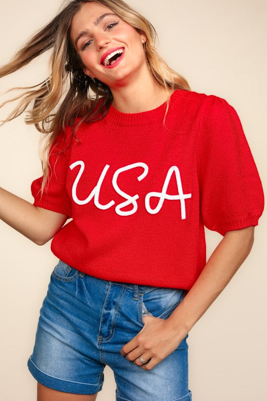 USA Letter Knit top