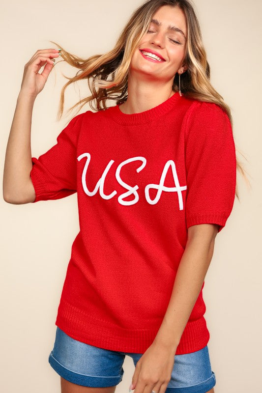 USA Letter Knit top