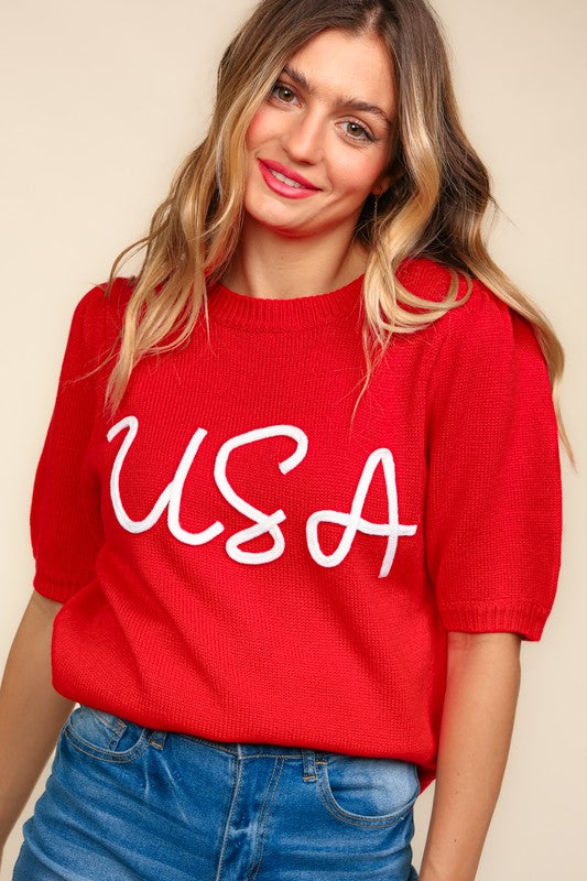 USA Letter Knit top