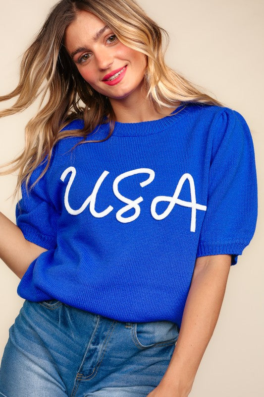 USA Letter Knit top