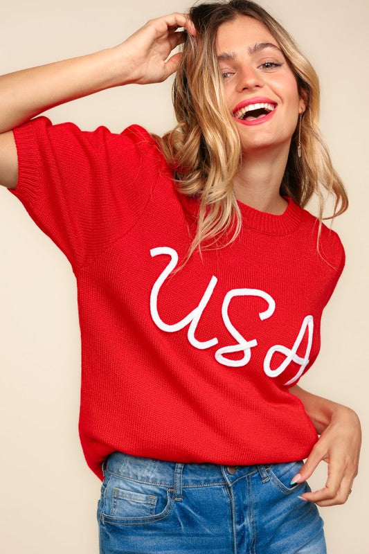 USA Letter Knit top