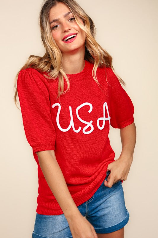 USA Letter Knit top