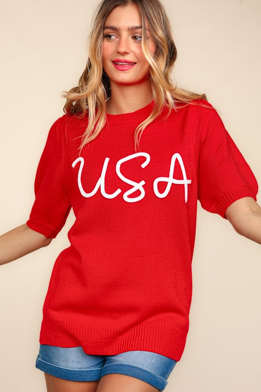 USA Letter Knit top