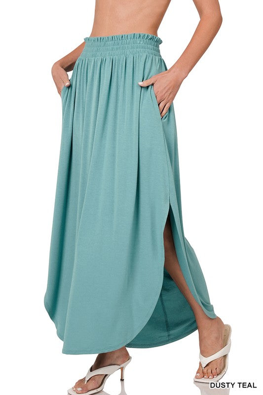 Smocked Waist Maxi Skirt