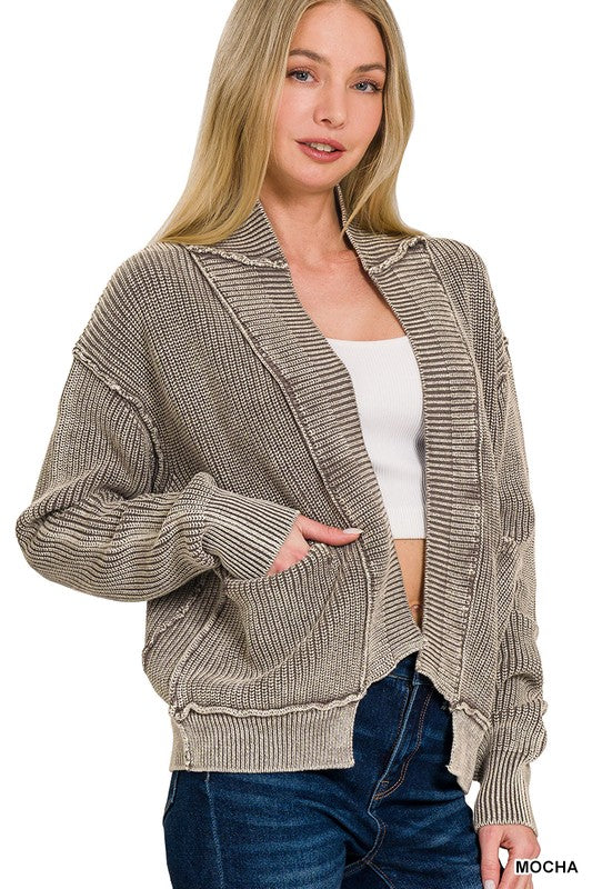 Dropped Shoulder Cardigan/Pockets