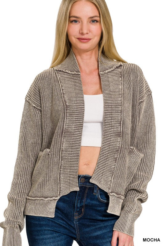 Dropped Shoulder Cardigan/Pockets