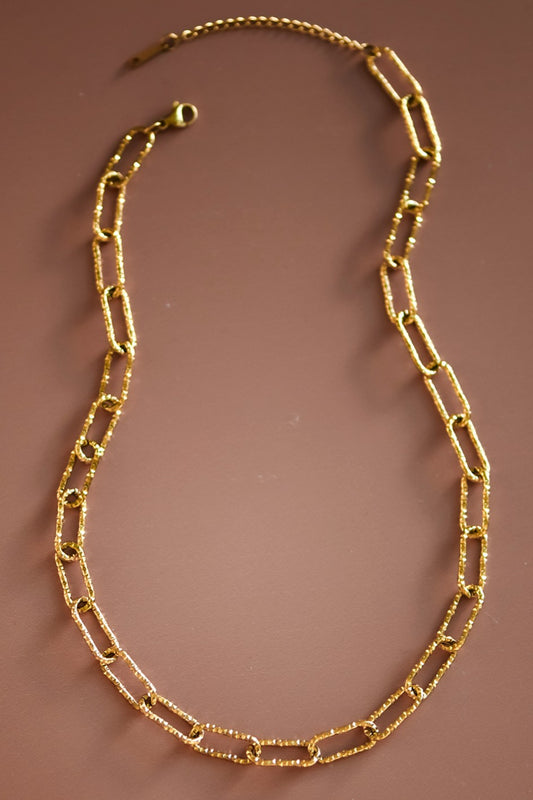 18K Etched Paperclip Chain Necklace