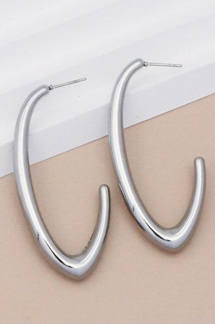 Stainless Steel Oblong Hoop Earrings.