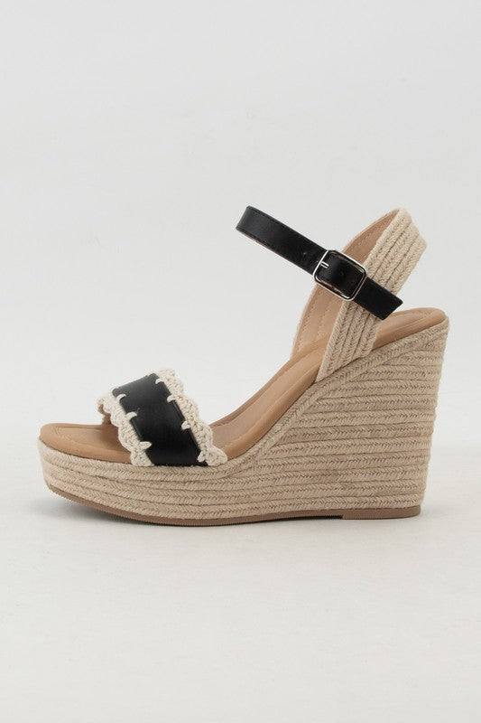 Crochet Lace Espadrilles Platform Wedge