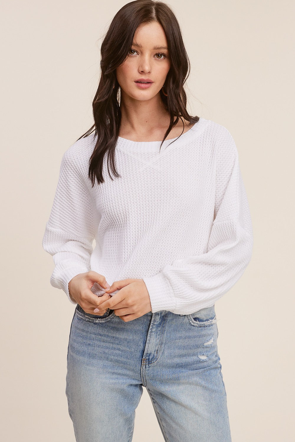 Banded Waffle LS Top