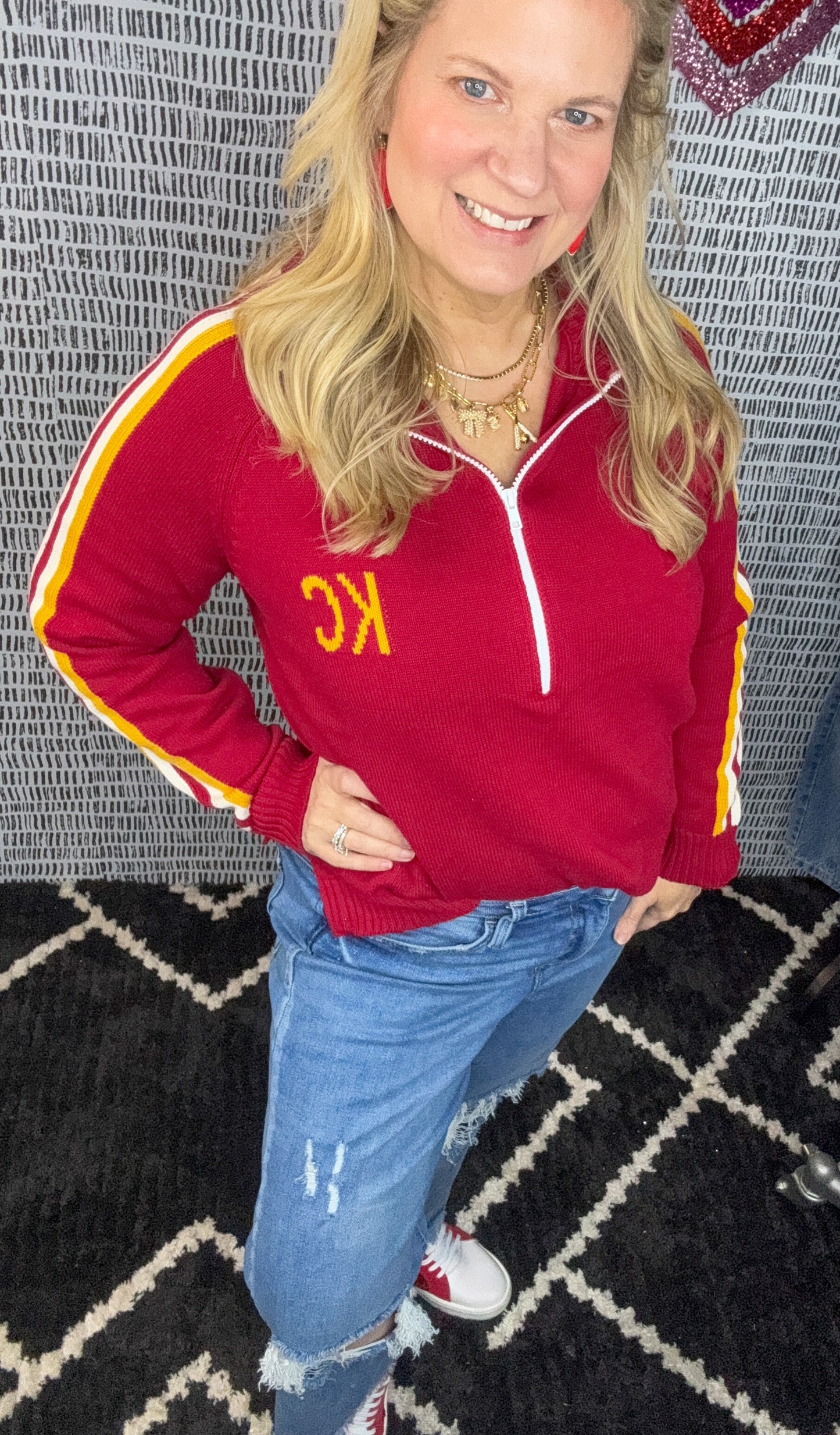 CUSTOM Chiefs 1/2 Zip Knit Sweater