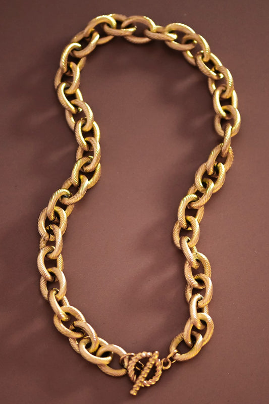 18K Chunky Etched Chain Necklace