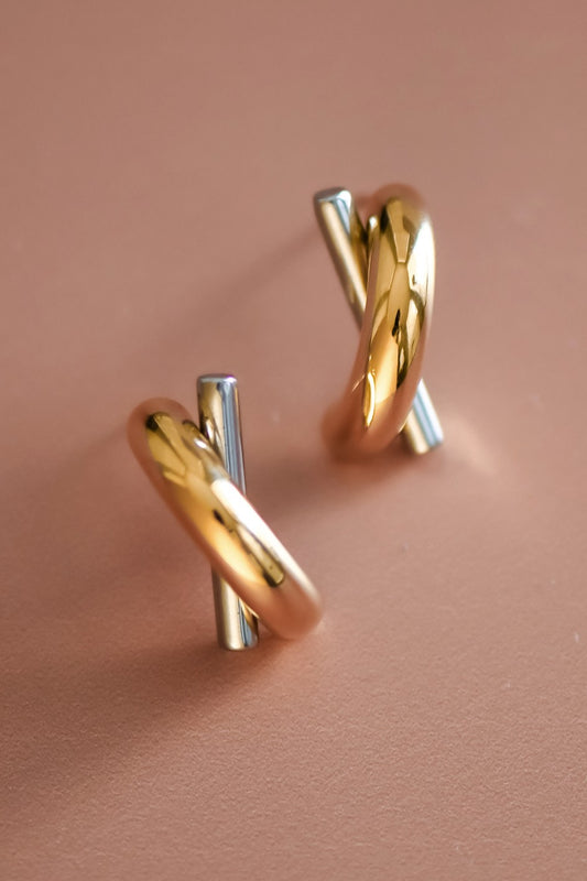 18k Two Tone Studs