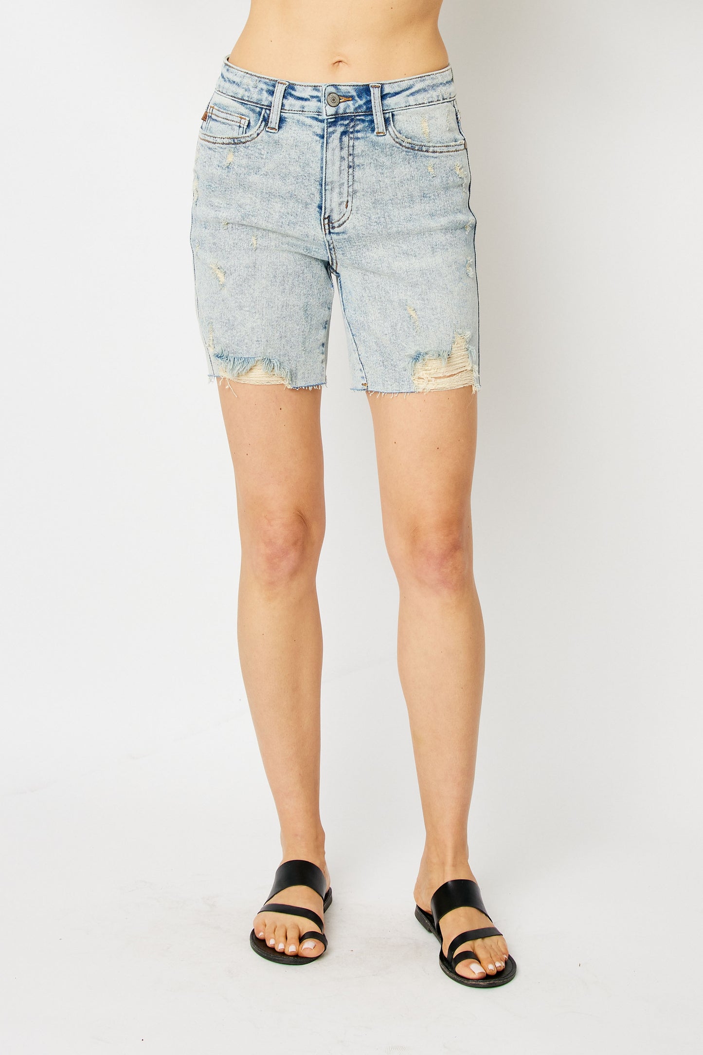 Judy Blue Mineral Wash Destroy BF Shorts