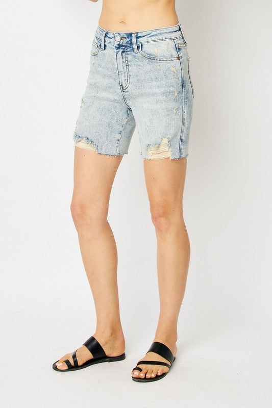 Judy Blue Mineral Wash Destroy BF Shorts