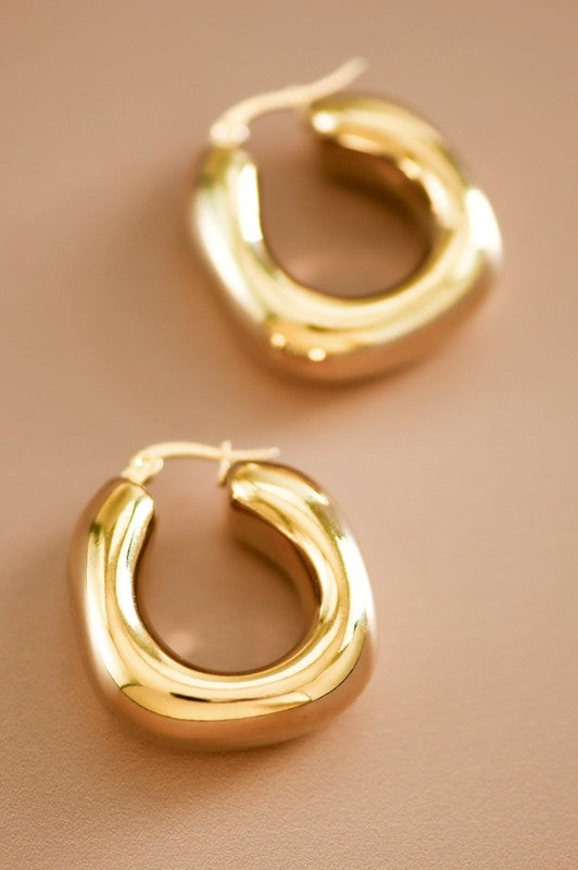 18K Geometric Hoops