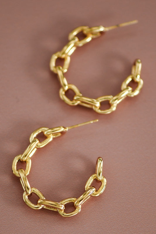 18K Chain Link Hoop Earrings