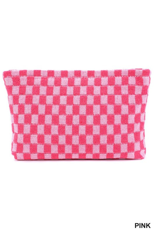 Checkered Cosmetic Makeup Bag