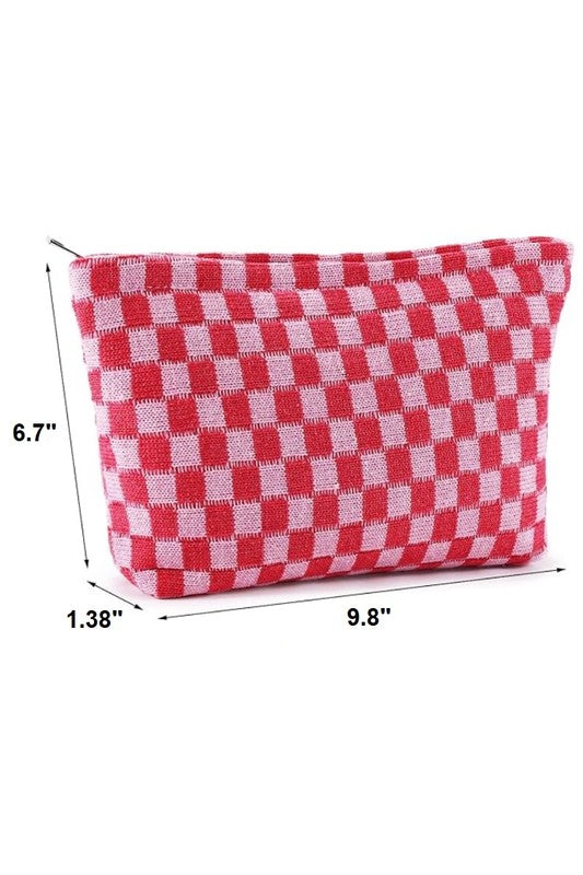 Checkered Cosmetic Makeup Bag